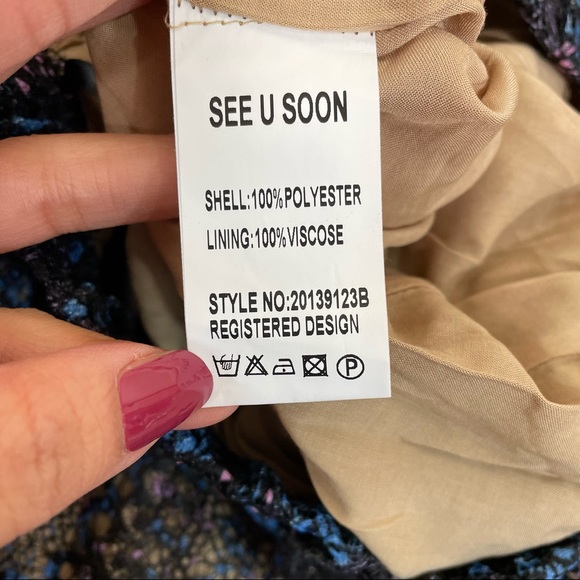 NWT See U Soon Black Blue Lace Overlay Midi Skirt - Picture 5 of 8